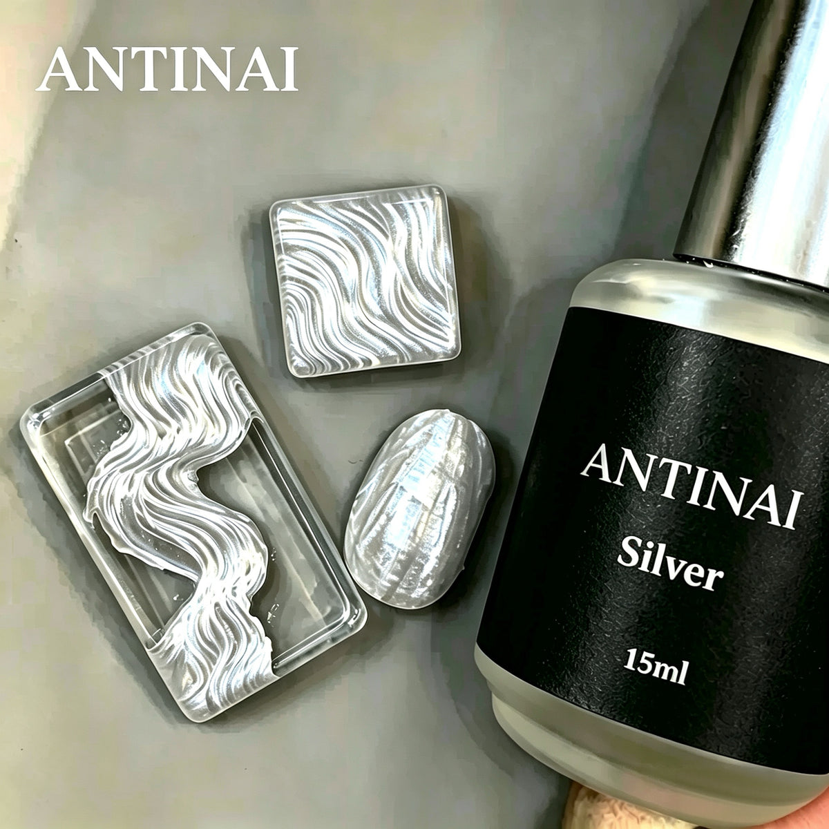 ANTINAI Mirror Metal Painting Gel, Gold, Silver & Pearl White Air-Dry Metallic Liner Gel for Nail Salon Art
