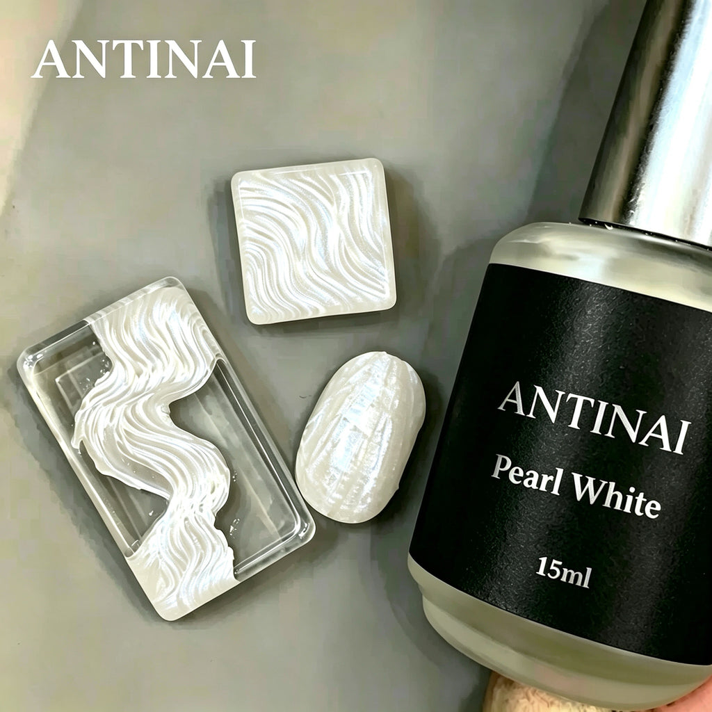 ANTINAI Mirror Metal Painting Gel, Gold, Silver & Pearl White Air-Dry Metallic Liner Gel for Nail Salon Art
