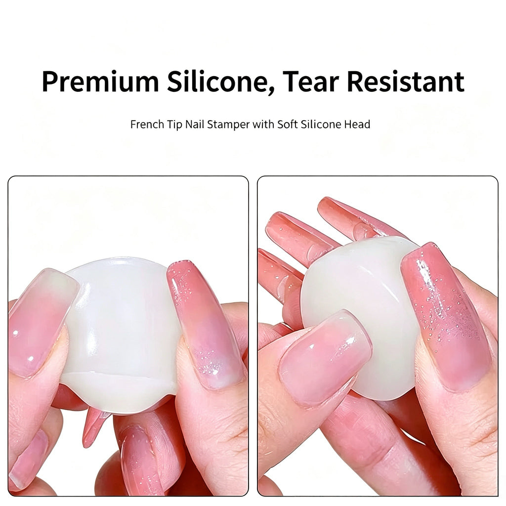 ANTINAI Clear Silicone French Tip Nail Stamper & Scraper Set | Soft Tear-Resistant Stamping Tool
