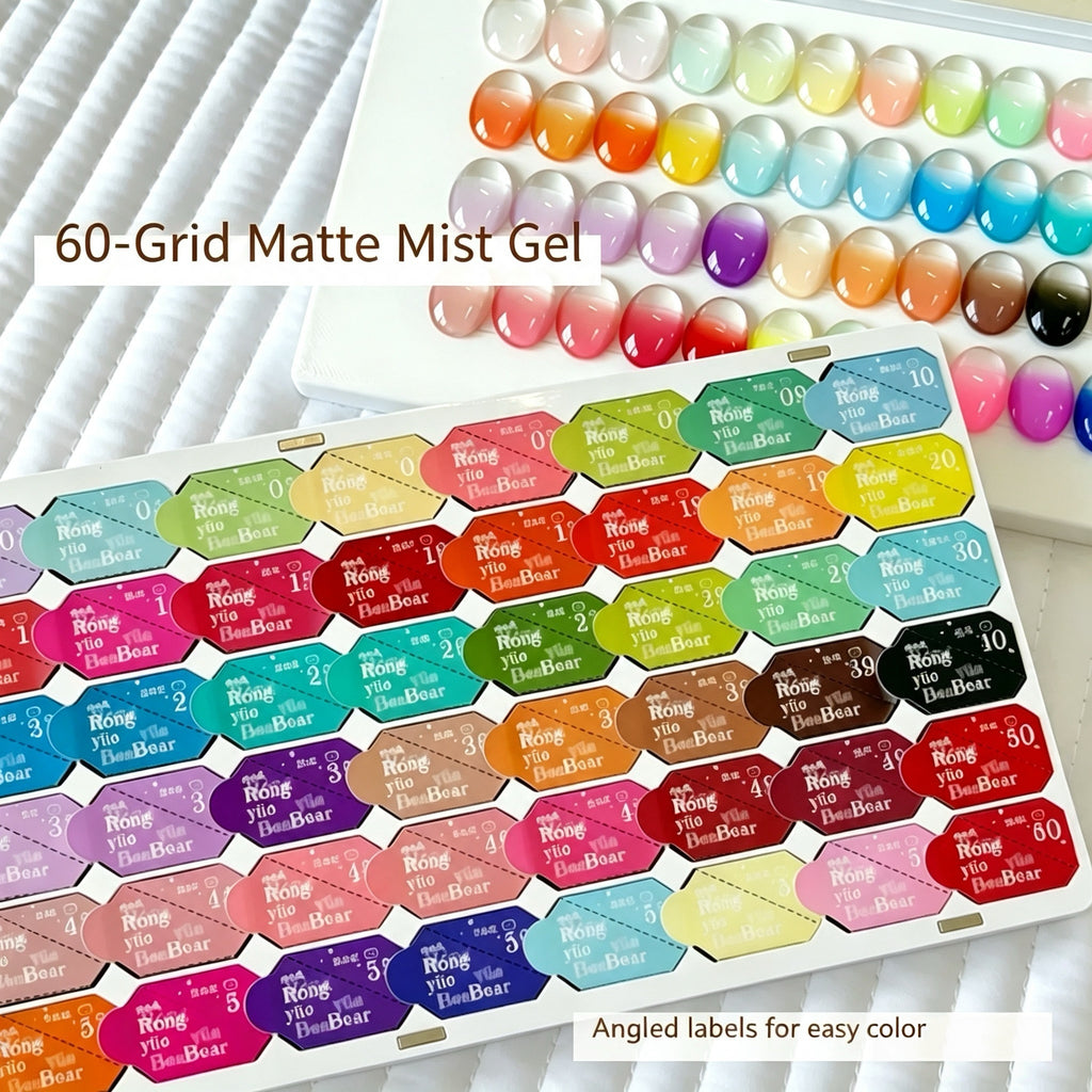 60 Colors Solid Pigment Nail Pudding Gel Palette, Creamy Soft Mist Stamp Gel for Nail Gradient & Painting