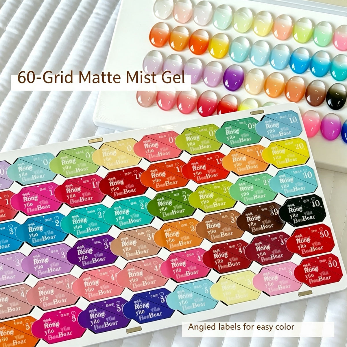 60 Colors Solid Pigment Nail Pudding Gel Palette, Creamy Soft Mist Stamp Gel for Nail Gradient & Painting