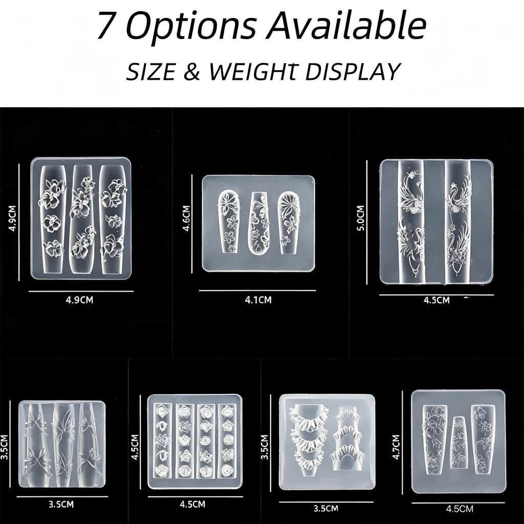 ANTINAI 3D Silicone Nail Art Molds | Embossed Nail Carving & Sculpture Silicone Templates
