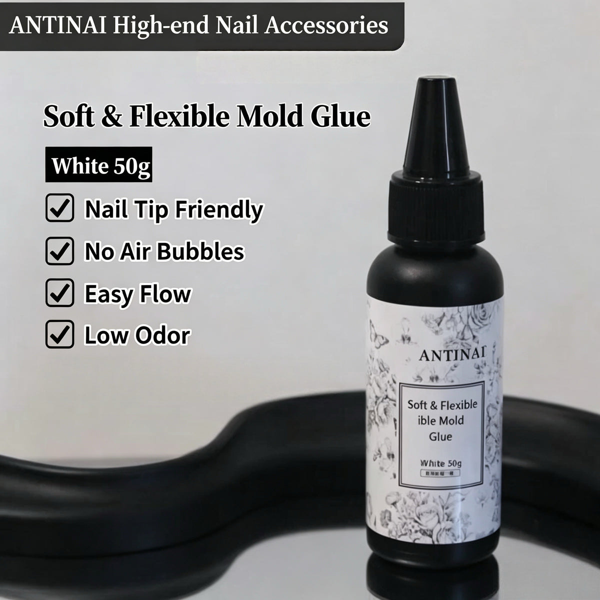 ANTINAI Soft & Flexible Mold Glue – Low‑Odor No‑Bubble UV Gel for 3D Silicone Nail Molds