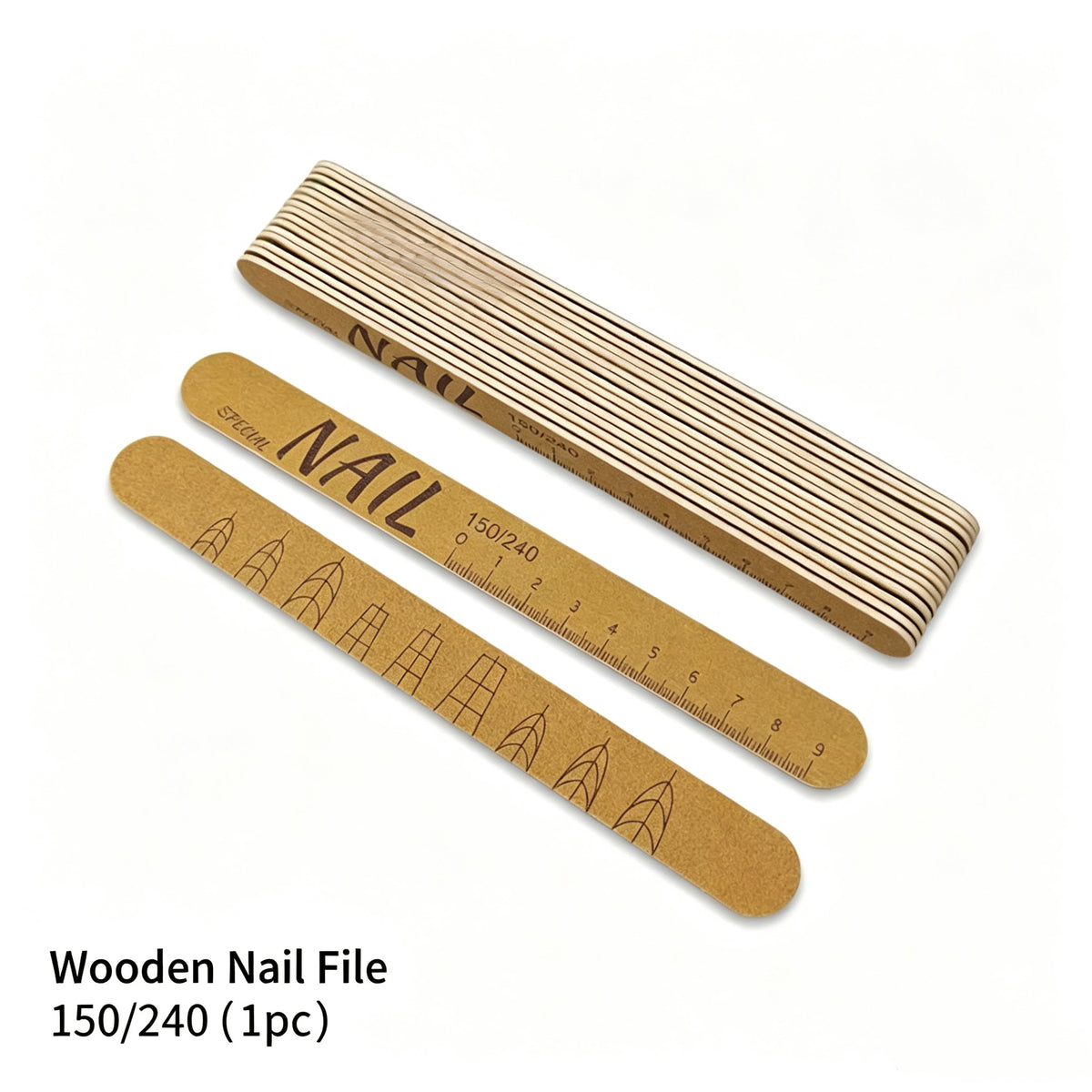 Nail Shape Scale Nail File, Double Sided Emery Board with Nail Shape Guide & Length Ruler for Salon Nail Shaping