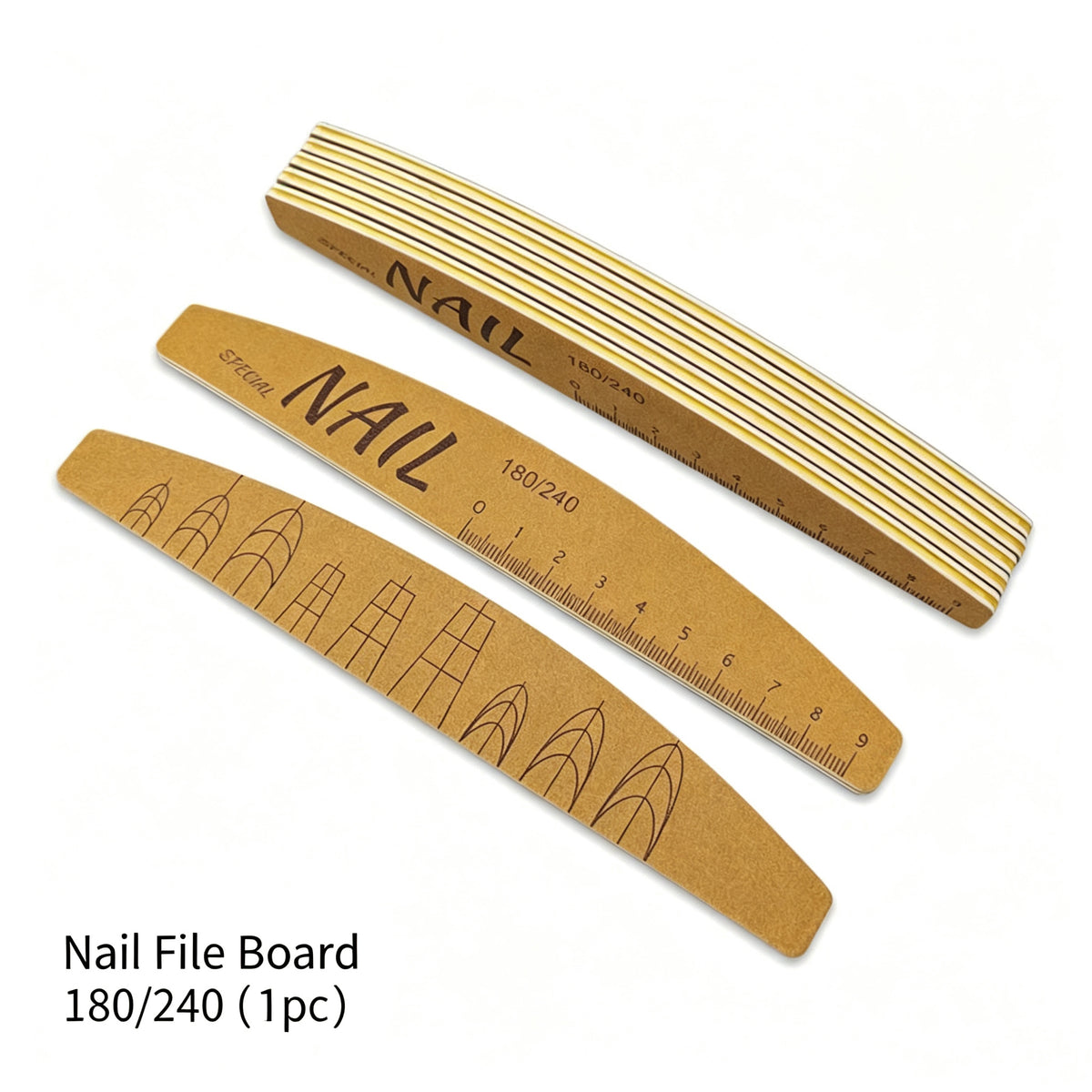 Nail Shape Scale Nail File, Double Sided Emery Board with Nail Shape Guide & Length Ruler for Salon Nail Shaping