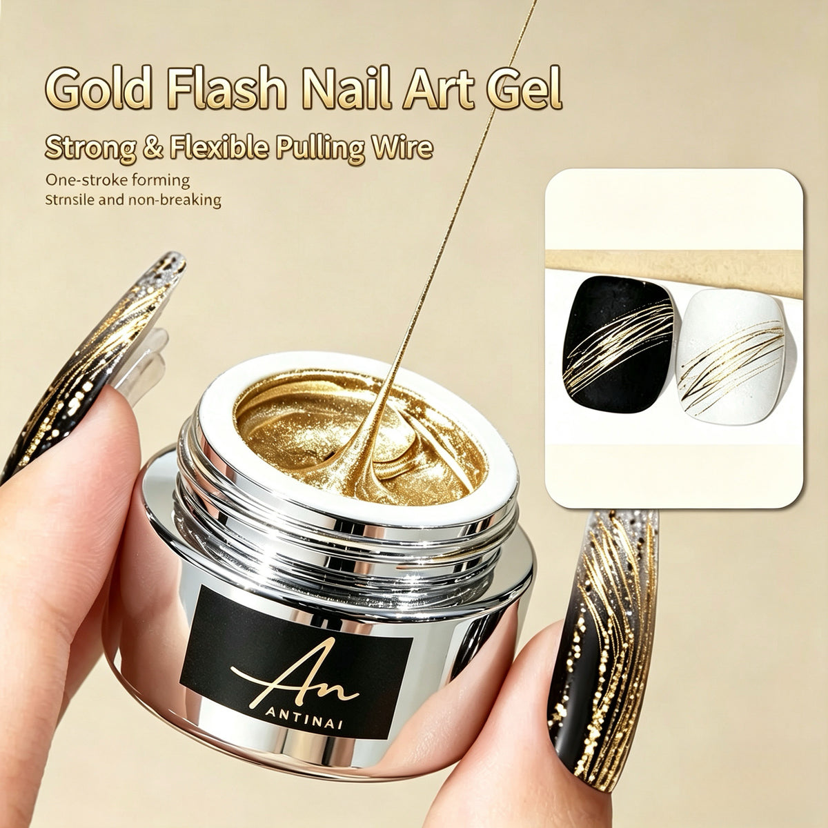Metallic Glitter Drawing Spider Gel For DIY Nail Art Line‑Design