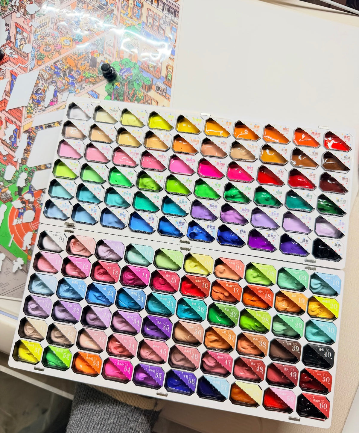 60 Colors Solid Pigment Nail Pudding Gel Palette, Creamy Soft Mist Stamp Gel for Nail Gradient & Painting