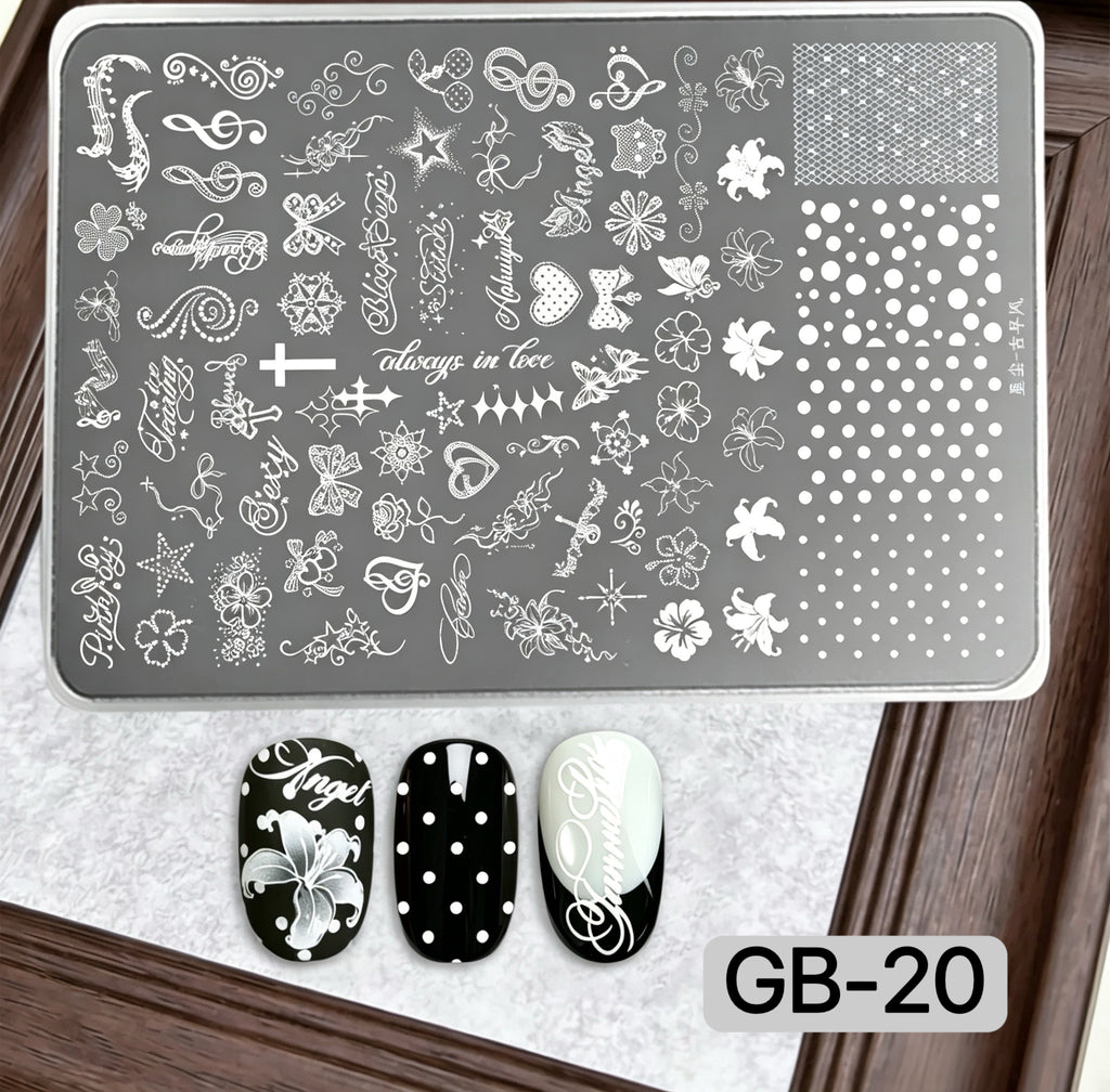 Nail Stamping Plates Set 12 Styles Lace Checkerboard Floral Butterfly Image Plates For DIY Nail Art Manicure Decor