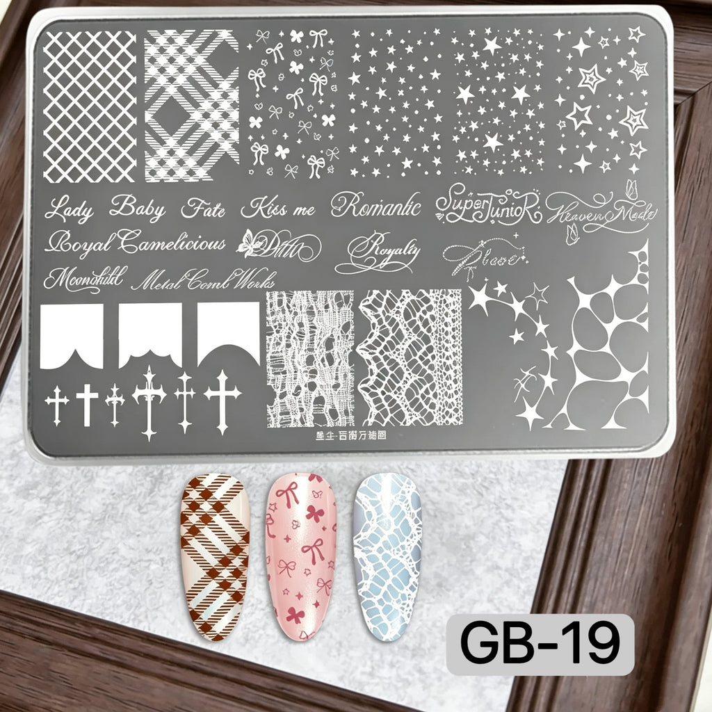 Nail Stamping Plates Set 12 Styles Lace Checkerboard Floral Butterfly Image Plates For DIY Nail Art Manicure Decor