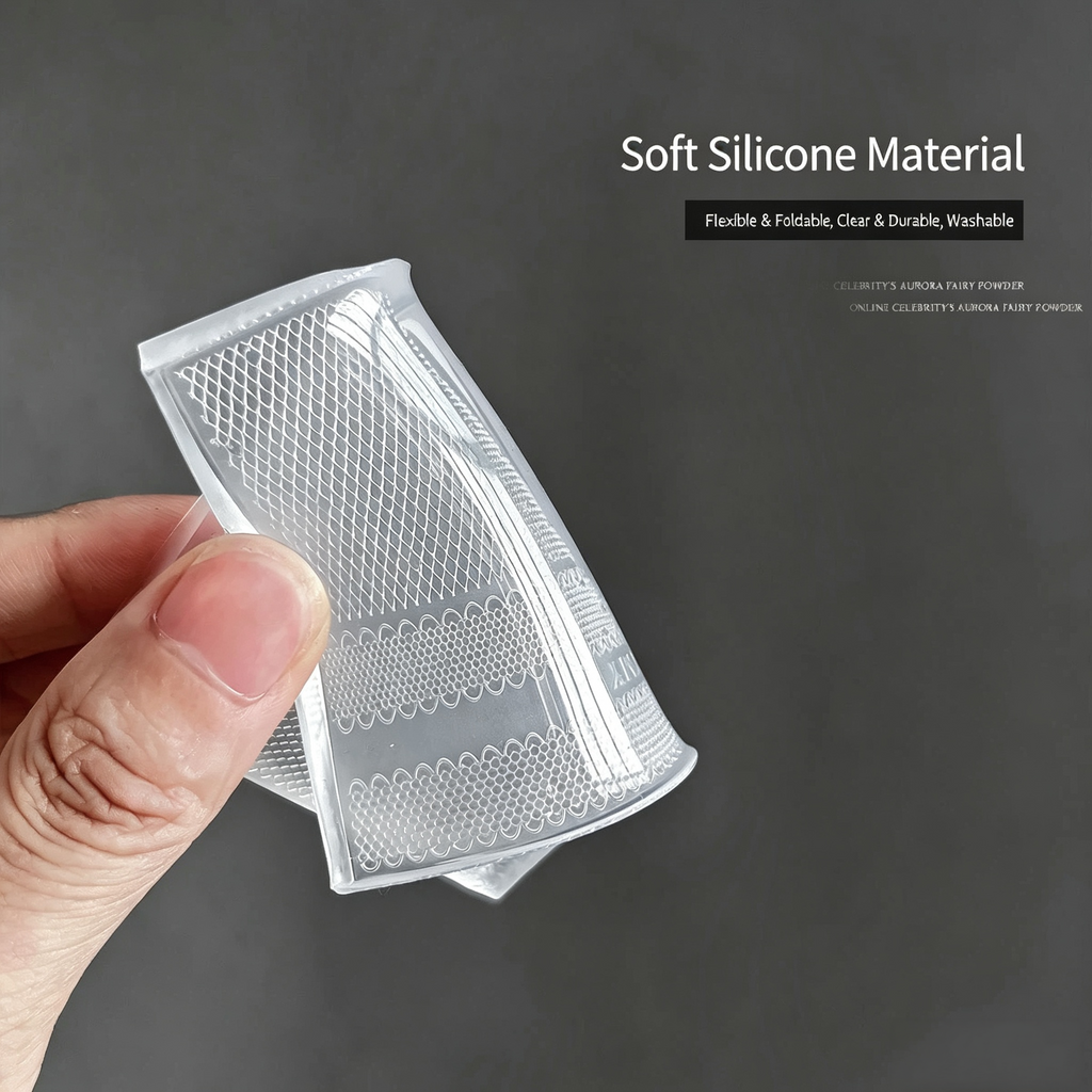 ANTINAI Ultra‑thin Lace Nail Silicone Mold, 3D Lace Emboss Mould for Nail Art Decoration