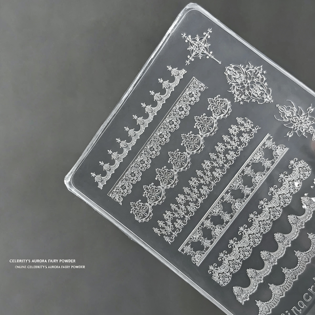 ANTINAI Ultra‑thin Lace Nail Silicone Mold, 3D Lace Emboss Mould for Nail Art Decoration