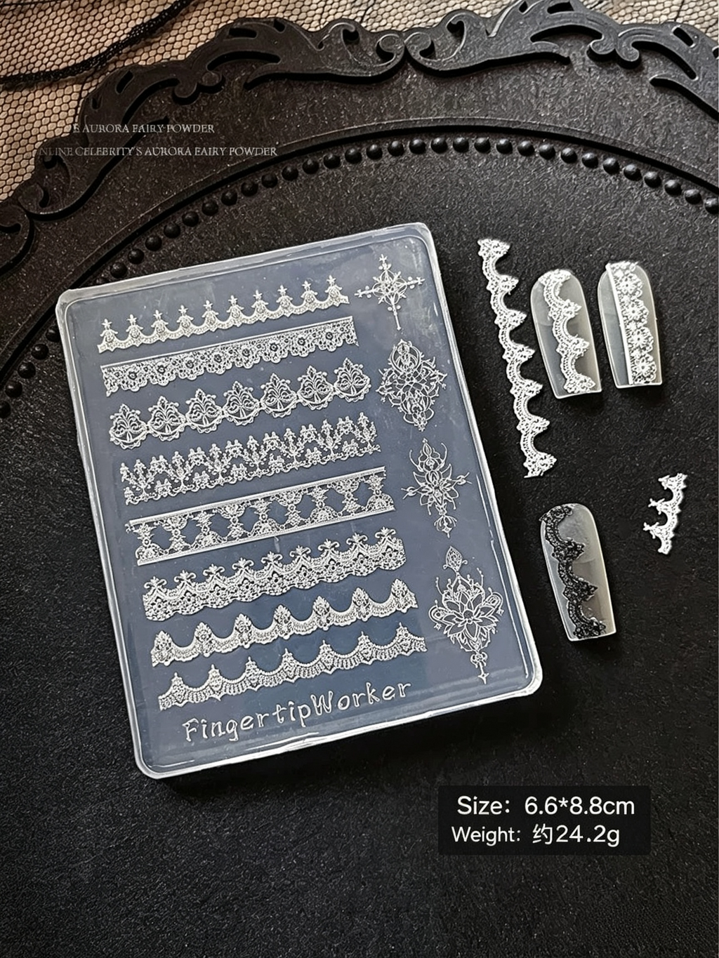 ANTINAI Ultra‑thin Lace Nail Silicone Mold, 3D Lace Emboss Mould for Nail Art Decoration