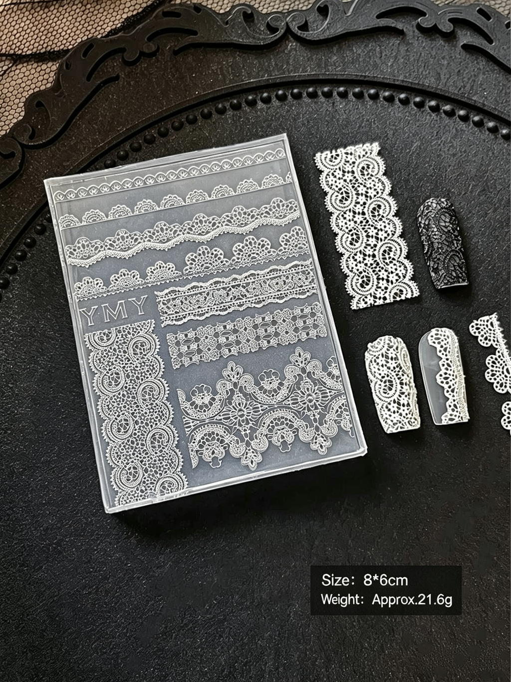 ANTINAI Ultra‑thin Lace Nail Silicone Mold, 3D Lace Emboss Mould for Nail Art Decoration