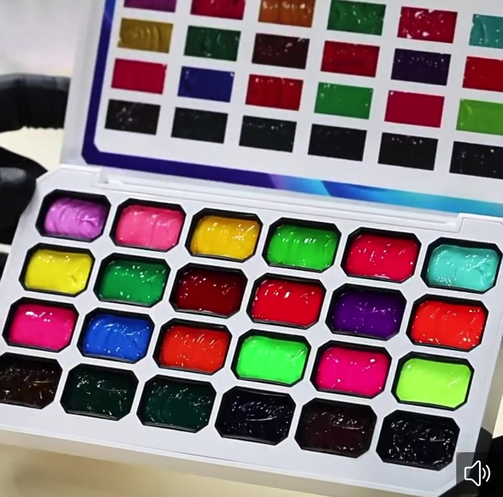 NTINAI 24 Colors Solid Nail Gel Palette Multicolor Set UV LED Curing Gel For Nail Painting Stamping Carving DIY Salon Nail Art