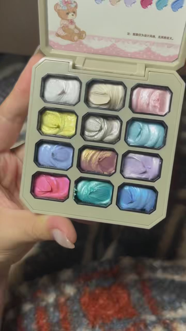 12 Colors Dreamland Embossing Gel Palette, 3D Sculptable Painting UV Gel Polish Set For Nail Art Manicure Decor