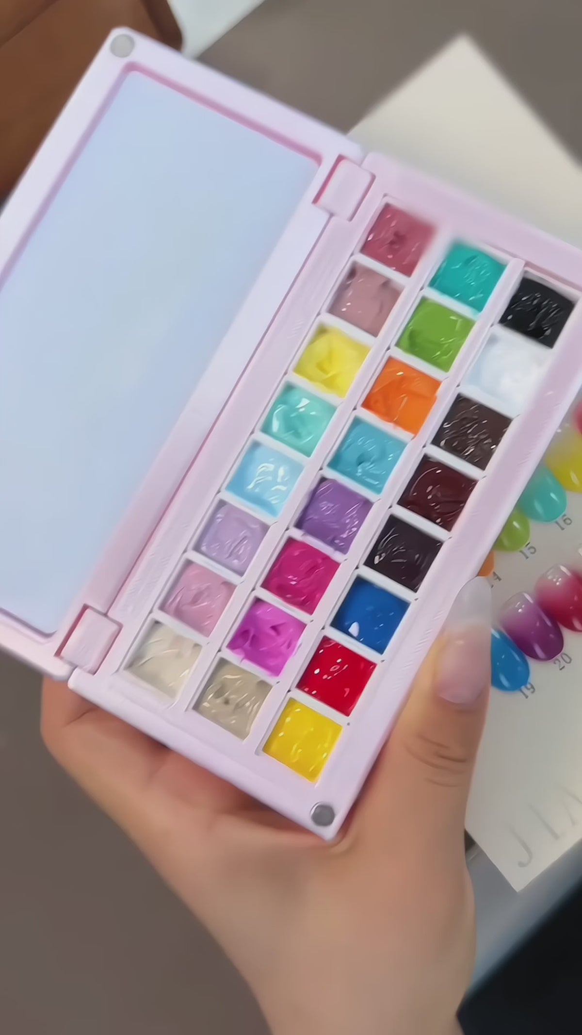 ANTINAI Silk Powder Gem Box 24-Color Solid Gel Palette | Cheese Transfer & Stamp Painting Gel